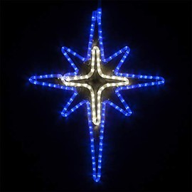Wintergreen Lighting LED Star Lights Christmas Outdoor Christmas LED Star Christmas Outdoor Decorations LED Rope Light (28, Bethlehem Star with Cross Center, Blue/Cool White LED)