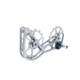 SwishTi Titanium Road Cyclocross Gravel Bicycle Bike Rear Derailleur Oversized Pulley Wheel System Cage OSPW for Campagnolo Campy Super Record/Record/EPS/Chorus/Potenza 11 Speed use (Silver Gray)