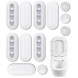 Pack of 12 Toilet Seat Cover Buffers, Toilet Seat Buffers, Support Plugs for Toilet Seat, Toilet Seat, Bumper, 8 Ring Buffers and 4 Lid Buffers for Home, Office, Hotel (White)