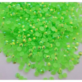 MajorCrafts 3000pcs 3mm ss12 Jelly AB Flat Back Round 14 Facets Resin Rhinestones Arts and Crafts Embellishment Gems (Bright Green AB C80)