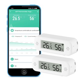 WLAN Thermometer Hygrometer: Smart Temperature and Humidity Sensor, Real-time Monitor, App Notification, Digital Indoor Temperature Sensor, Compatible with Alexa/Google Home (2 Pieces)
