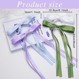 4 PCS Ribbon Hair Clips Bowknot With Long Tail,Bow Hair Clips,Hair Clips for Women with Bowknot Clips,Hair Bows for Women Ribbon for Hair Barrettes Bow clips(Light Blue, Light Red,Purple,Yellow)