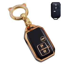 LETINGFAR Key Case for Suzuki, Smart Key Case, Key Cover, TPU 3 Buttons, M, Specially Designed for Suzuki Keychain, SUZUKI, New Solio, Spacier, etc, Black