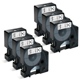 TITBIT 6 Pack LM160 LM150 Tape White Replacement for DYMO Label Maker Tape Refills D1 45013 A45013 S0720530 Label Cassettes,Black on White,1/2" x 23 ',for DYMO LabelManager 210D 280 360D 420 500TS