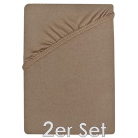 NatureMark Set of 2 Children's Jersey Fitted Sheets, 100% Cotton, for Cot and Cot 70 x 140 cm, Sand/Beige