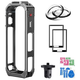 Insta 360 X5 Aluminium-Metallrahmen, Käfigtasche, Objektivschutz mit Displayschutzfolie für Insta360 X5 Kamera-Zubehör-Set, Mehrzweck-Halterungsklemmen-Adapter