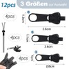 Zip Repair Set Replacement, 3 Sizes Removable Zip Replacement Zip