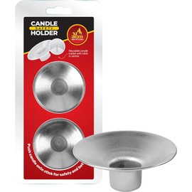 Ner Mitzvah Reusable Metal Candlestick Liners and Drip Guards - Safety Pin Holds Candles in Place - Nickel Plated Protector Bobeches - Silver - 2 Pack