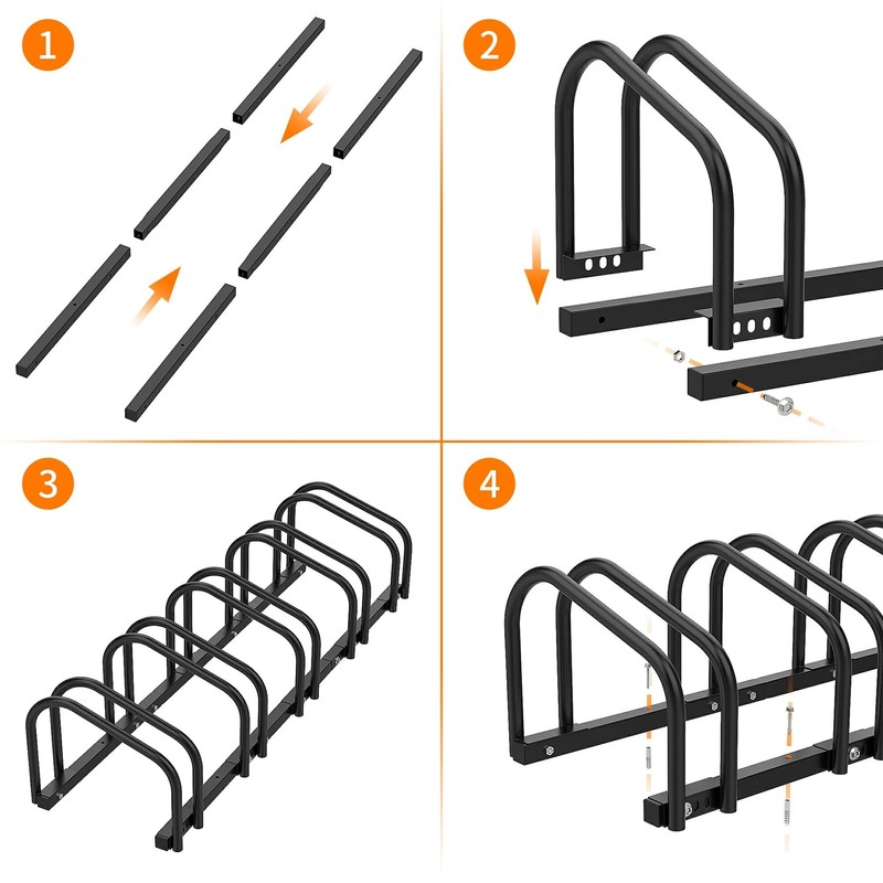 WALMANN 5 Bikes Floor Bike Stand, Bike Parking Rack Garage