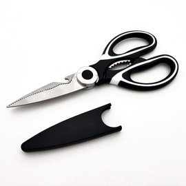 Accod Kitchen Scissor Stainless Steel Multi-Function Kitchen Scissors Sturdy Household Kitchen Scissors for Chicken, Fish, Meat, Vegetables and Nuts Chef Scissors and Poultry Scissors (Black)