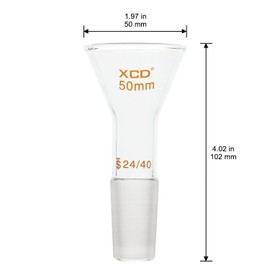 XCD Glass Powder Funnel, Short Stem Borosilicate Glass Filter Funnel Powder Funnel with 24/40 Inner Joint (OD 50 mm)