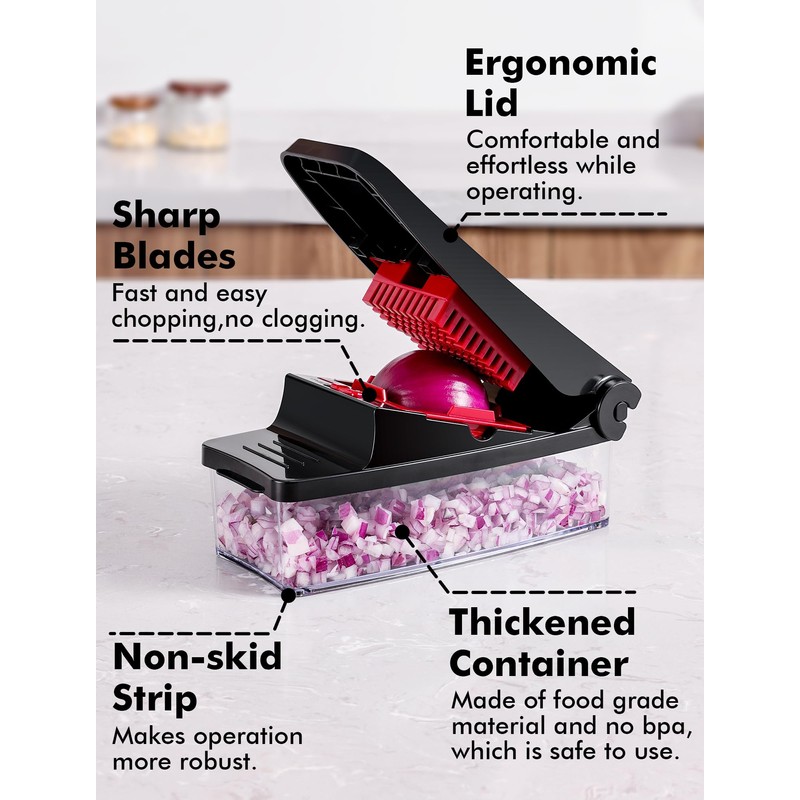 Geedel Vegetable Chopper, Onion Chopper Pro Food Chopper, Kitchen Vegetable