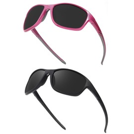 TJUTR 2-Pack Sportbrille Fahrradbrille Herren Damen Polarisiert mit UV400 Schutz, Rundum-Sportsonnenbrille für Radfahren, Laufen, MTB, Running