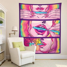 YISUMEI Trippy Tapestry with Cool Girl Anime Wall Tapestry for Bedroom Aesthetic Cool Tapestry Wall Hanging as Trippy Room Decor for College Dorm(M/130x150cm/51x60inch)
