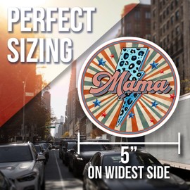 Retro Mama Sticker - Lightning Bolt Decal - Vintage Themed Stickers - Cool Mom Gift - Decorative Sticker for Laptops - Journals - Scrapbooks - 5 Inches On Widest Side AAS1776