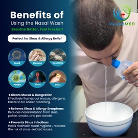 Sinus Rinse Kit Original Squeeze Bottle + 50 Bags Sea Salt. Plusqmed