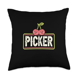 Cherry Picker Cherries Fruit Picking Throw Pillow