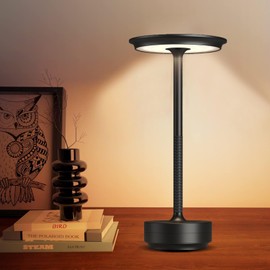 Cordless Table Lamps Rechargeable, Portable 5200mAh Battery Operated Lamp,Elegant 3 Modes Stepless Dimming LED Table Light with Memory Function, for Outdoor/Dinner/Patio/Restaurant (Black, Set of 1)