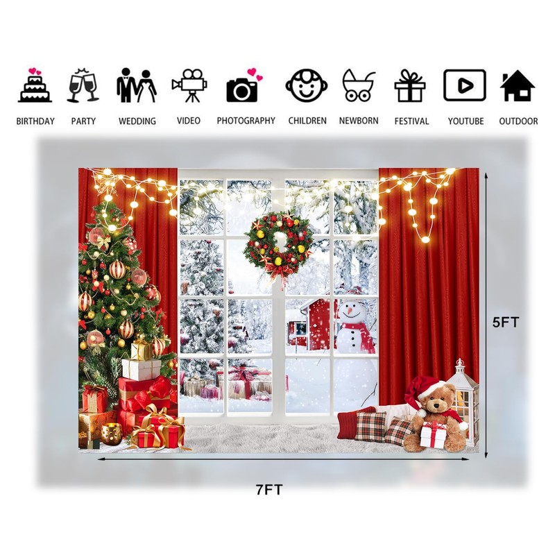 LTLYH 7x5ft Christmas Backdrop for Photography Christmas Trees Photo Backdrop