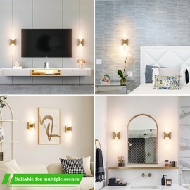 Ditoon Crystal LED Wall Sconces Set of Two, Modern Bathroom Sconces Wall Lighting Set of 2, Gold Wall Mounted Lamp for Bedroom Bathroom Living Room Hallway