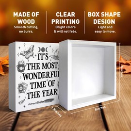 Halloween Witch Desk Decor Wooden Box Sign, Halloween Witches Decor for Home Table Shelf, Witchcraft Gifts for Women, It's The Most Wonderful Time Of The Year