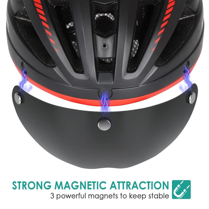 Victgoal Bike Helmet Goggles Visor Strong Magnetic Eye Shield (Black)