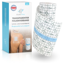 Transparent Film Dressing - Shower Plaster Roll (15 cm x 10 m) - Waterproof Plaster - Tattoo Film Bandage - Large Wound Plaster - Transparent Waterproof Skin Protection Pad (Transparent, 15 cm x 10 m)