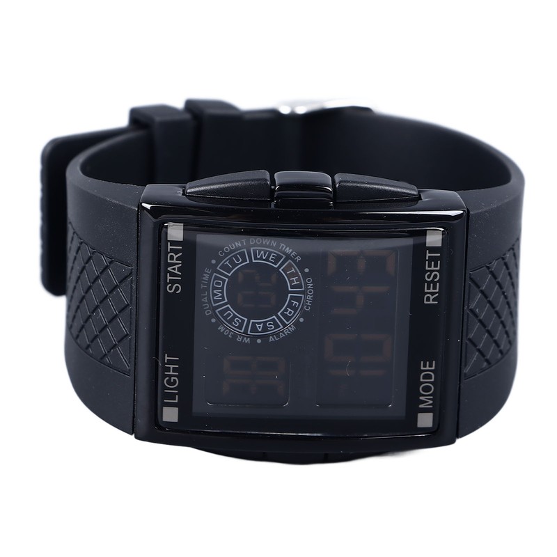 Digital Sport Watch Waterproof Stopwatch PU Leather Strap LED Luminous