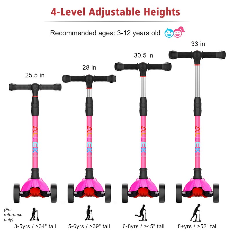 Allek Kick Scooter B02, Lean 'N Glide Scooter with Extra