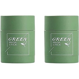 REMIFA 2pcs máscara de arcilla purificadora de té verde, máscara exfoliante de té verde limpieza profunda de puntos negros, control de aceite de berenjena y textura fina de la piel, hidratante