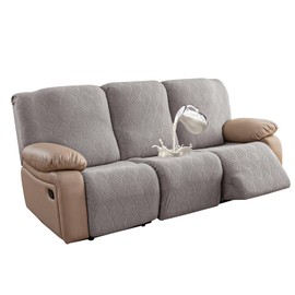 YUEANG 100% Waterproof Recliner Sofa Slipcovers, 3 Pieces Stretch Reclining Couch Covers for 3 Cushion Couch Sofa Pet Friendly Washable Furniture Covers for Dogs, Pets, Kids (Light Gray, 3 Seater)
