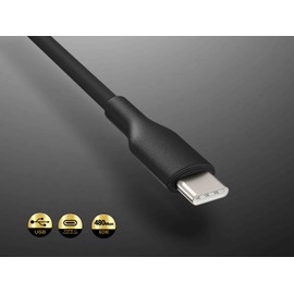 CableLeader 1m Soft Silicone USB Cable USB C to USB C Cable, 60W, 480mbps, USB 2.0, Black