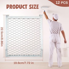 Landhoow 12 Pcs Paint Roller Grid 4 Sided Metal Bucket Grid Heavy Duty Paint Screen for Buckets, Silver (2 Gallon)