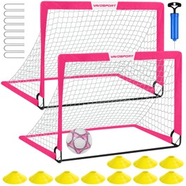 VAVOSPORT Kids Soccer Goals for Backyard Set - 2 of 4' x 3' Portable Soccer Goal Training Equipment, Pop Up Toddler Soccer Net with Soccer Ball, Soccer Set for Kids,Youth Outdoor Games, Sports, Play