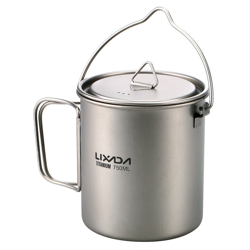 Lixada Lightweight Titanium 3 Pieces Set Titanium 750ml Pot 350ml