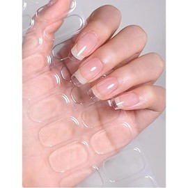 Semi Cured Gel Nail Strips, 20pcs Gel Nail Stickers UV, Gel Nail Wraps for Home Nails DIY (Clear)