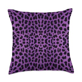 Atteestude Purple Leopard Cat Animal Print Throw Pillow, 18x18, Multicolor