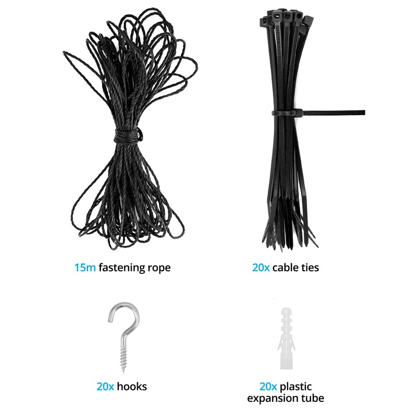 QWORK Wire Reinforced Cat Net with Mounting Set 3 x