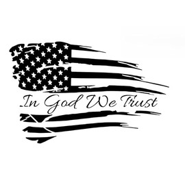Darknalia Press - in GOD WE Trust Distressed USA Flag [Vinyl car Window Decal] (Black)