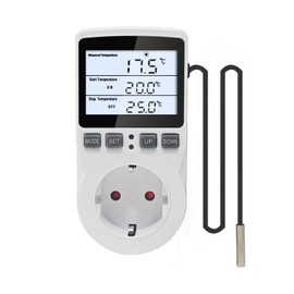 KETOTEK 230 V Temperature Controller Plug with Sensor, Digital Thermostat Plug with Timer, Plug Thermostat Timing Switch for Greenhouses, Aquariums, Heating, Cooling