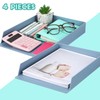 TecUnite 4 Pieces Stackable Letter Trays Blue Rectangular Stackable Office