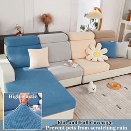 Jejiakell Universal Wear-Resistant Sofa Cover, 360° Sofa Cushions Cover Tear Stain Resistant Slipcover High Stretch Elastic & Anti-Slip Spandex Protector (B Starlink - Coffee, Back Cover (Plus Size))