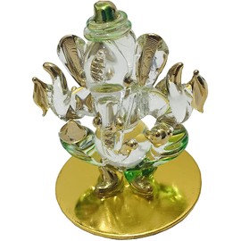 Green Ganesha for car Dashboard Sitting Ganesh Sculpture Murti Ganpati Idol for Home Table Mandir Gift Size- Height- 3 inch