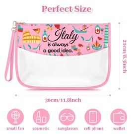 Italy Travel Gift Makeup Bag Italy Themed Gift for Women Italian Traveller Italy Lover Gift Travel Trip Souvenir for Friends Sister Mom Cosmetic Bag Christmas Bachelorette Present Zipper Travel Pouch