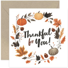 Happy Thanksgiving Card for Friends and Family - Thankful for You - Thanks Giving Greeting Cards for Best Friend Sister Brother Parents Husband Wife