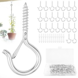 CHRI Pack of 26 Hooks for Screwing Wall Hooks Screw Hooks with Safety Ceiling Hooks for Hanging Plant Baskets, Lamps and Decorations