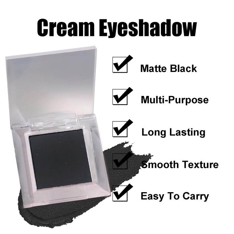 Black Eyeshadow Matte Eye Shadow, Black Pressed Fine Powder Eyeshadow,