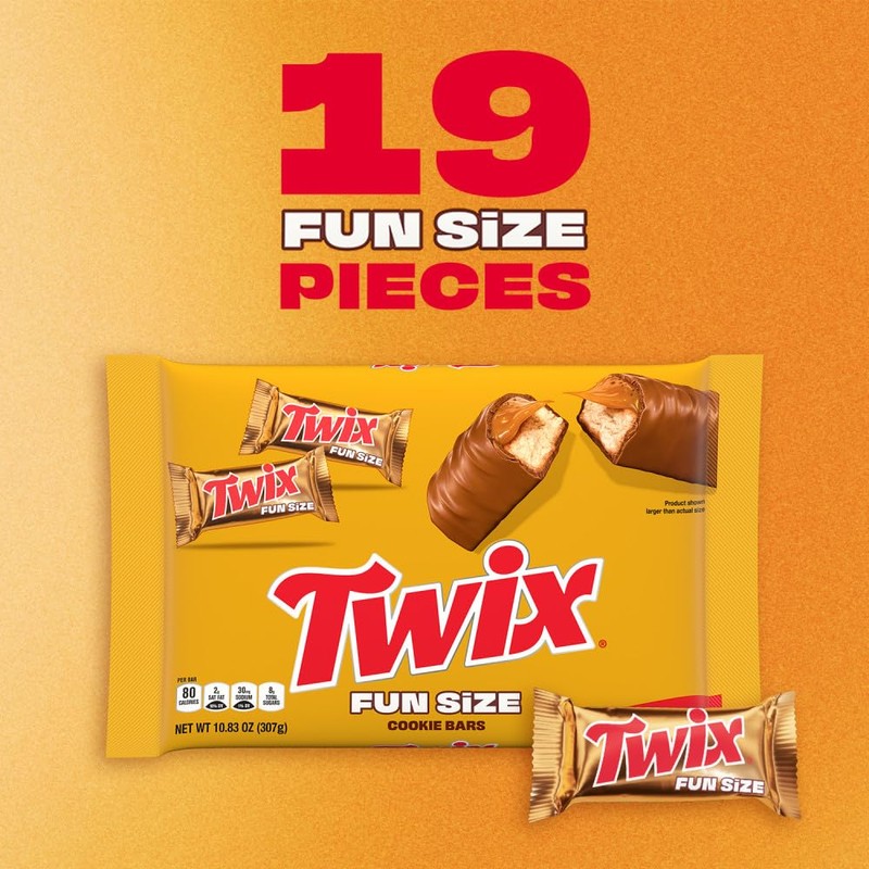 TWIX Fun Size Caramel Cookie Milk Chocolate Bars Individually Wrapped