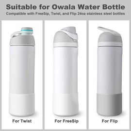 Airboat 2PCS Silicone Water Bottle Boot for Owala 24oz, Protective Bottom Bumper Anti-Slip Sleeve for FreeSip, Twist, and Flip Stainless Steel Bottles, Dishwasher Safe and BPA Free