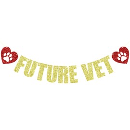 Future Vet Banner, Vet Graduation Decor, Veterinarian 2025 Graduation Party Decoration, Future Vet Med School Graduated Decoration, Congrats Vet Banner Gold Glitter